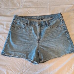 American Eagle Outfitters High Rise Strigid Light Blue Jean Shorts